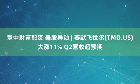 掌中财富配资 美股异动 | 赛默飞世尔(TMO.US)大涨11% Q2营收超预期